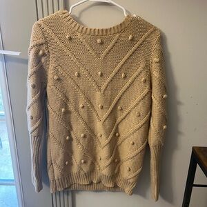 Tan Knit Sweater with Textured Design